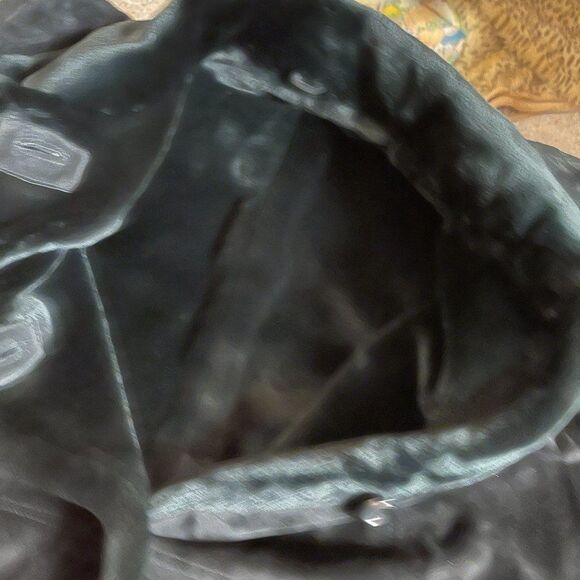 Vintage Leather/Fur Black Full Length Coat Black L - Picture 7 of 7